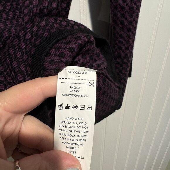 Pendleton Purple Black Houndstooth Cardigan Sweater Cotton Size Large - Picture 5 of 6